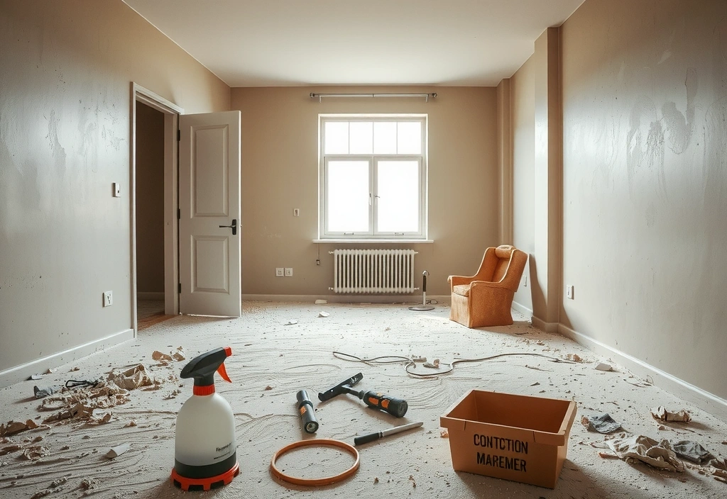 İnşaat sonrası tozlu bir mekan